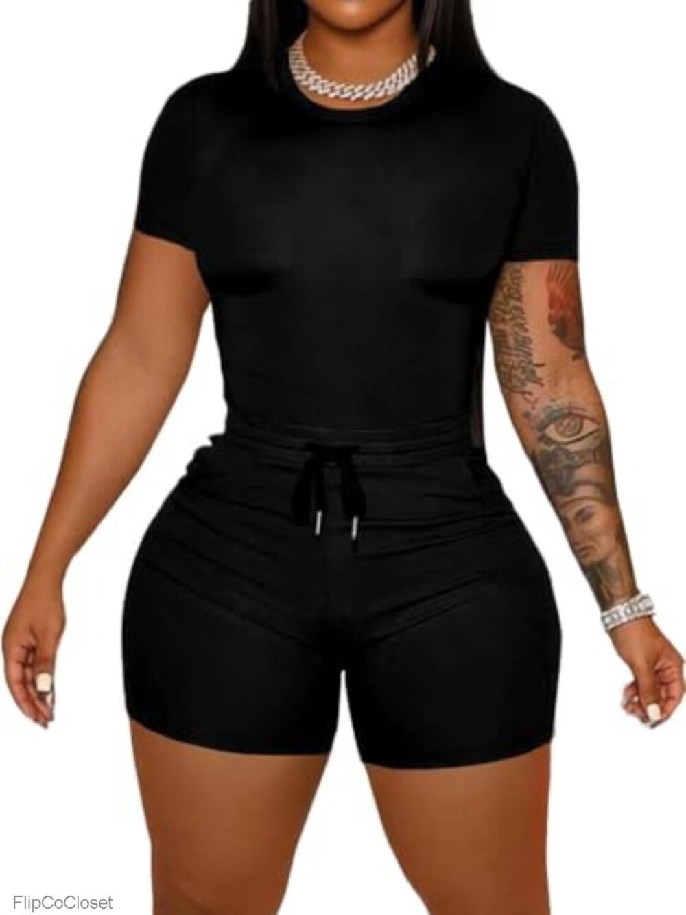 2 Piece Outfit Summer Sweatsuit Biker Shorts Workout Set
